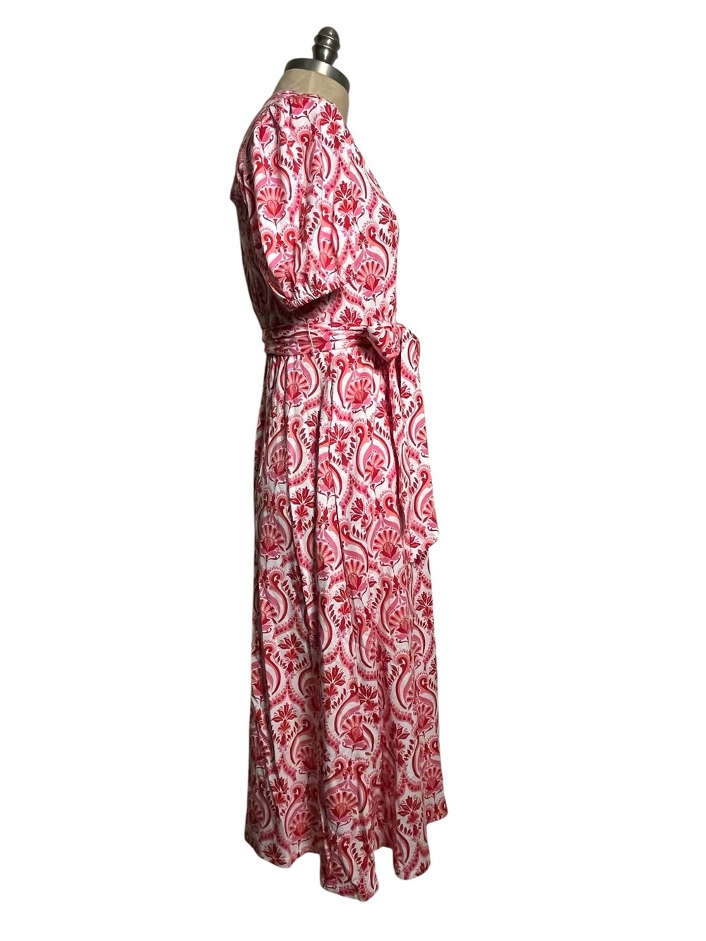 Boden Sofia Trim Jersey Midi Dress Pink Red Floral Botanical 6 Petite NWOT - Picture 8 of 14